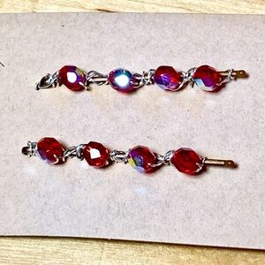 Red AB Faceted Beaded Bobby Pins